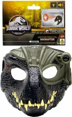 Obrázek produktu pro Mattel JURASSIC WORLD INDORAPTOR dětská maska, plastová, +3 roky, včetně baterií LR44