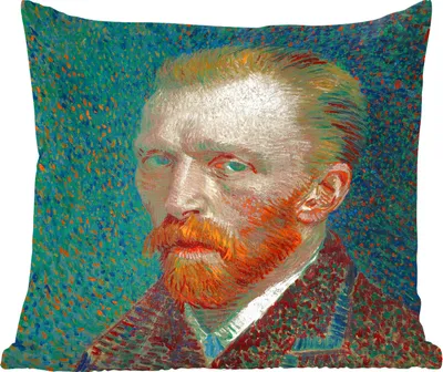 Produktbild von MuchoWow® Zierkissen Sofakissen Wohnzimmer Dekokissen 50x50 cm Selbstporträt - Gemälde von Vincent van Gogh - Komfort - Sofakissen