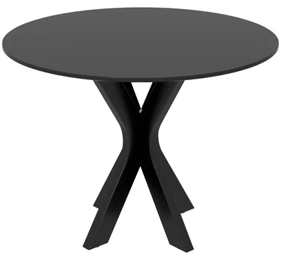 Immagine prodotto di Tavolo da Pranzo Moderno Rotondo per 4 Persone Ø100x75 cm in Acciaio e MDF Nero