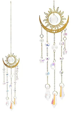 Image de Suncatcher Soleil Et Demi-Lune Avec Verre Cristal - 44x8 Cm