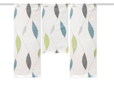Produktbild von Mini Flächenvorhang Set abstrakt grün blau Schiebevorhang Scheibengardine 3 tlg.