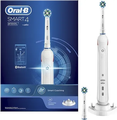 Image de Brosse à dents rotative vibrante Oral-B Smart 4 4100S pour adultes, blanche