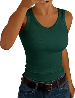 Immagine prodotto di Canotta a V da donna - Vestibilità aderente - Verde