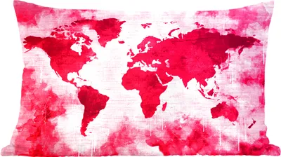 Produktbild von MuchoWow® Zierkissen Sofakissen Wohnzimmer Dekokissen 50x30 cm Weltkarte - Rot - Rosa - Wohnzimmerdekoration - Polster mit Photo