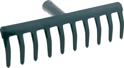 Produktbild von Rechen aus Metall mit 10 Zinken, verschweißt, 24 cm Arbeitsbreite, für Stiele Ø 28 mm