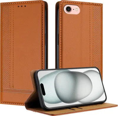 Immagine prodotto di Custodia per iPhone SE4 in pelle con funzione di supporto Marrone
