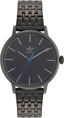 A close-up studio shot of an Adidas watch.
