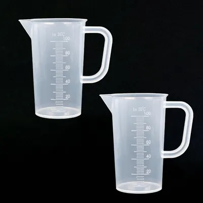 Productafbeelding van Maatbeker, 100 ml, transparant, kunststof, 2 stuks, met handgreep
