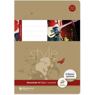 Produktbild von Musikheft Style A5 6 Notensysteme 16 Blatt