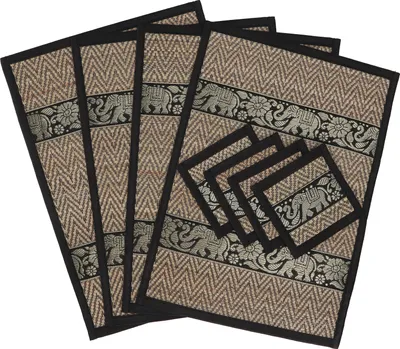 Produktbild von Platzdeckchen, Bastuntersetzer, Tischmatte 4èr Set - Schwarz, 25*35*0,3 cm, Tischläufer, Tischdecken