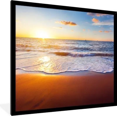 Produktbild von MuchoWow® Gerahmtes Poster Strand - Meer - Sonne - Horizont 40x40 cm - Poster mit Schwarzem Bilderrahmen Wandposter Rahmen Foto Bilder - Mit Rahmen - Wanddekoration Schlafzimmer