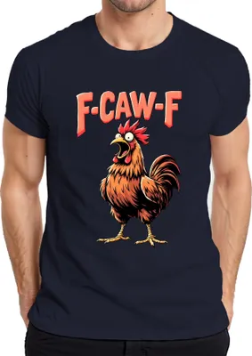 Immagine prodotto di F CAW-F Divertente Gallo Cartoon Farm Gift Vintage Humour Maglietta da uomo, Navy, XL