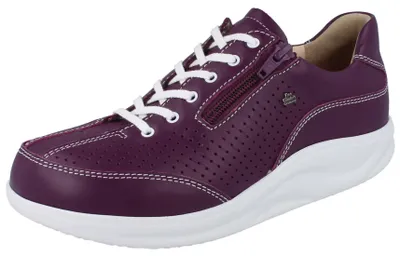 Imagen del producto de FINN COMFORT FINNAMIC, zapatos de media caña para mujer, color violeta, en piel de ante. Talla: UK 6