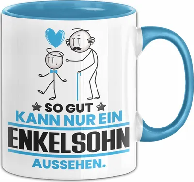 Produktbild von Enkelsohn Geschenk Tasse So Gut Kann Nur Ein Enkelsohn Aussehen Geschenkidee Kaffee-Becher (Blau)