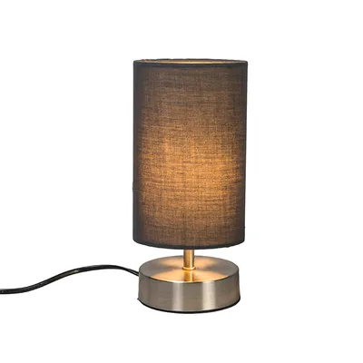 Produktbild von QAZQA - Moderne Tischlampe grau mit Stahl I Silber I nickel matt - Milo 2 I Wohnzimmer I Schlafzimmer I Nachttischleuchte - Stahl Zylinder I Rund - LED geeignet E14