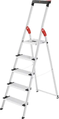 Produktbild von Hailo L75 Jubiläum Sicherheitsleiter Comfortline, Alu Haushaltsleiter mit 5 XXL Stufen & Ablage