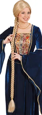 Produktbild von Rapunzel Perücke blond mit XXL Zopf geflochten 110 cm lang für Damen