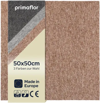 Produktbild von Primaflor Teppichfliese ASTRA - Creme - 50x50cm - Selbstliegender, Strapazierfähiger Teppich Bodenbelag Nadelfilz