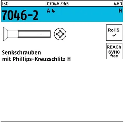 Produktbild von Reyher  Senkschrauben ISO 7046 -2 A 4 M 1,6x16 -H (1000 Stück)