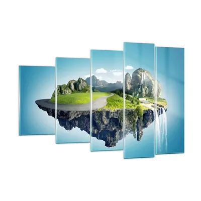 Produktbild von Bilder auf glas - Levitation Berg Wasserfall Himmel - 150x100cm - Glasbilder - Wandbilder - Kunstdruck - Wanddekoration aus Glas - Glas Bilder - Wandbild auf Glas - GEG150x100-2918