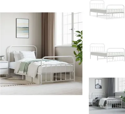 Obrázek produktu pro vidaXL Rám postele s čelem a nohou kovový bílý 107x203 cm - Postele a rámy postelí