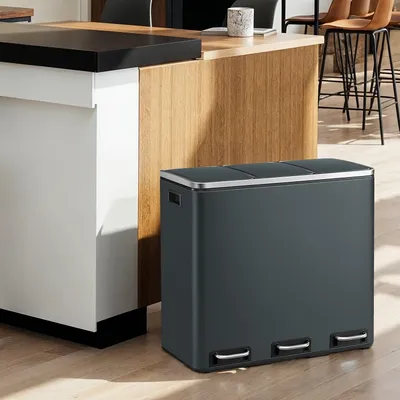 Obrázek produktu pro Kbelík do kuchyně - Koš na odpad - Kontejner na recyklaci - Koš na odpad - Kbelík na odpad - 3 přihrádky o objemu 18 litrů