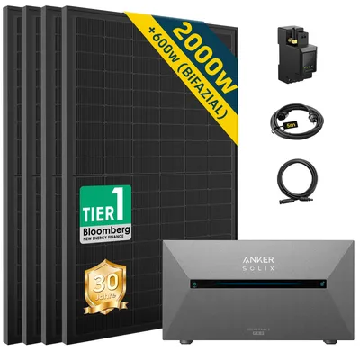 Produktbild von Balkonkraftwerk mit Speicher 2000w(500*4)  mit  Anker Solix  Solarbank 2 E1600 Pro