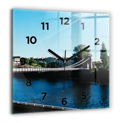 Obrázok produktu pre Wallfluent Hodiny - Sklenené Nástenné Hodiny - Tichý Quartz Strojček - Nástenná Dekorácia Spálňa Kuchyň - Čierna Ruky - 60x60 cm - Südportland Schotland