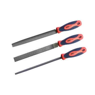 Immagine prodotto di HAUSHALT Set di lime in metallo in 3 parti, 200 mm, piatte, semitonde, rotonde, con impugnatura ergonomica in gomma antiscivolo ( 000040134806 )