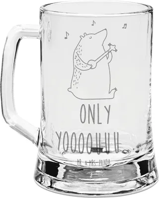 Produktbild von Mr. & Mrs. Panda Krug Bär Gitarre - Transparent - Geschenk, Teddy, Gravur Bierkrug, Glaskrug, Mit, Seidel, Humpen