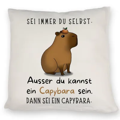 Zierkissen mit Capybara-Spruch, 40x40 cm, Polyester, waschbar