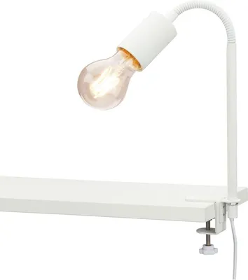 Produktbild von Klemmleuchte Nachttischlampe Retro 1xE27 10W Schraubklemme Flexarm weiß Briloner