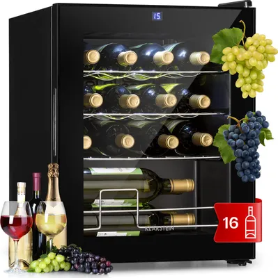 Image de Klarstein Cave a Vin sur Pieds, Caves à Vin de 42L avec une Porte en Verre, Cave a Vins à Zone Unique, Bar Intérieur/Extérieur, Frigo vin, Cave a Vin de Vieillissement, Petite Cave à Vin 16 Bouteilles