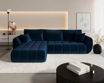 Produktbild von Ecksofa Schlafsofa MISATO Stoff Monolith Dunkelblau Ottomane Links
