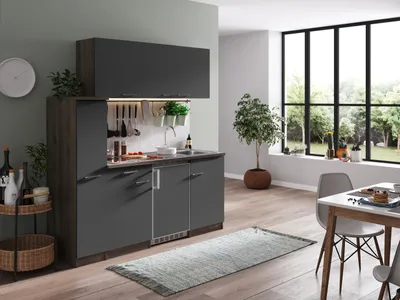 Produktbild von Küche Küchenzeile Singleküche Eiche York Grau Oliver 180 cm Respekta