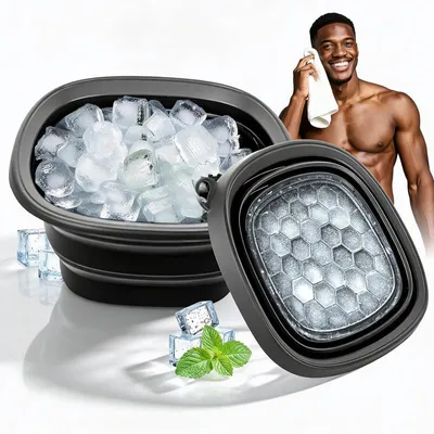 Produktbild von Faltbare Silikon Schüssel mit Deckel 24cm Snackbox Eisbad Gesichtsschale tragbar Gefrier geeignet für Küche Camping Picknick