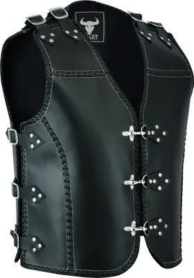 Produktbild von BULLDT Motorrad Kutte Lederweste Heavyduty Bikerweste Motorradweste, Größe:58/3XL, Farbe:Schwarz