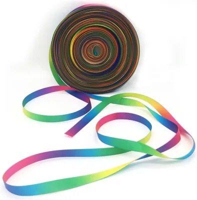 Produktbild von Dekostoff Regenbogen Dekorationsbänder 45,7 m, 1 cm breit, Satin, Organza, Seide, für Taufdekoration