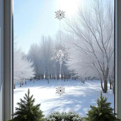 Produktbild von Formano Eiskristall-Hänger 74 cm Acryl Schneeflocke Transparent Winterdeko Klar