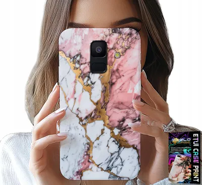 Produktbild von Hülle Für Samsung A6 2018 - Rosa Und Weisser Marmor, Steinmuster