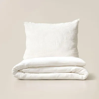 Produktbild von Petite Amélie Bettwäsche-Set – 140x200 cm – Musselin-Baumwolle – Weiß