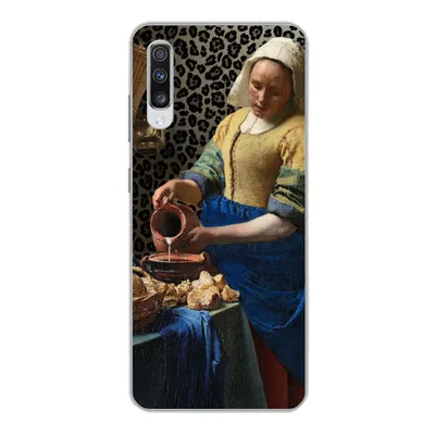 Produktbild von MuchoWow® Handyhülle Schutzhülle Hülle für Samsung Galaxy A70 Milchmädchen - Kunst - Pantherdruck - Vermeer - Gemälde - Alte Meister Silikon Softcase Handy Hülle - Schutzhaube