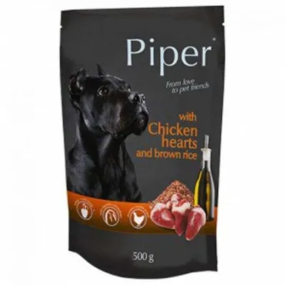Produktbild von Piper Animals - Nassfutter für Hunde - mit Hühnerherzen und Reis 500g (15-er pack)