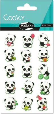 Produktbild von Maildor 10x Cooky, 1 Stickerbogen 7,5x12cm, Pandabär - Mehrfarbig CY016O