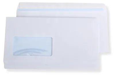 Produktbild von Briefumschläge DIN Lang mit Fenster, weiß haftklebend 50 Stück