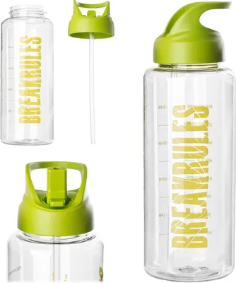 Produktbild von KADAX Trinkflasche Grün 1L, Auslaufsichere Wasserflasche mit Strohhalm & Zeitmarkierung für Fitness, Büro & Schule, Wiederverwendbare Sportflasche aus Tritan