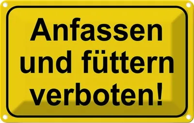Produktbild von vianmo Blechschild 12x18 cm Anfassen und füttern verboten Warnschild Hinweisschild Sicherheit Vorsicht