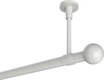 Produktbild von Interdeco Gardinenstange / Vorhangstange Weiß, Typ Sonette Luino (Kugel) ohne Ringe, Deckenmontage, 20 mm Ø 1-läufig, 480 cm