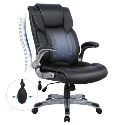 Produktbild von Bürostuhl-COLAMY Bürostuhl – Ergonomischer Schreibtischstuhl mit hoher Rückenlehne, Klapparmlehnen und verstellbarer Neigungsfunktion, schwarz