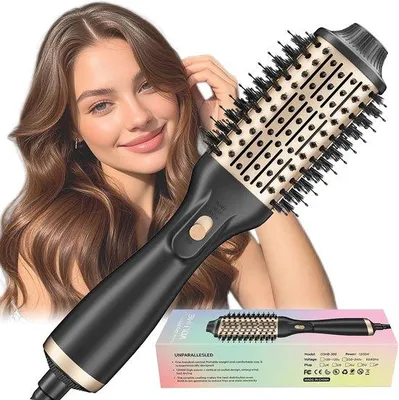 Zdjęcie produktu dla Szczotka susząca z jonizacją, 1200W, 4-w-1, profesjonalna szczotka do suszenia i stylizacji włosów, z jonizacją, 3 ustawienia temperatury i 2 tryby przepływu powietrza